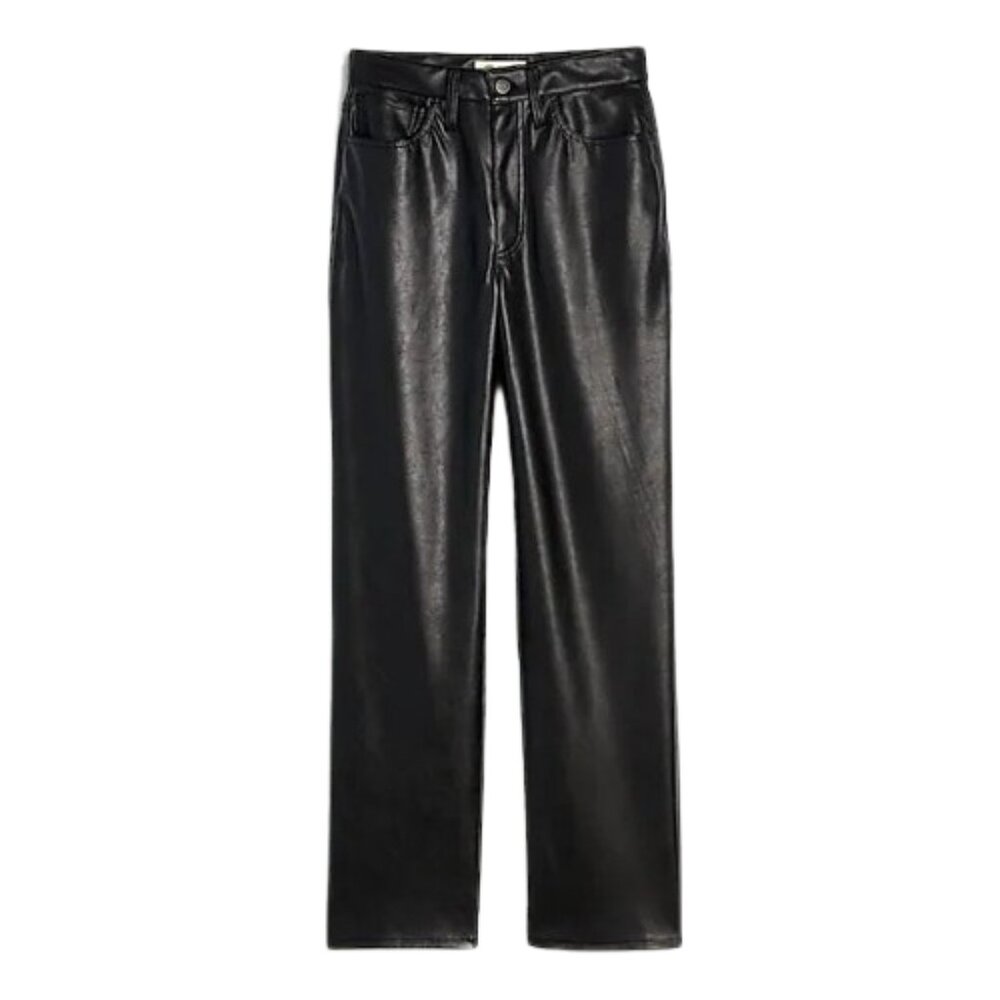 NWT Women Petite Size 27 27P Madewell Perfect Vintage Straight Faux Leather Jean